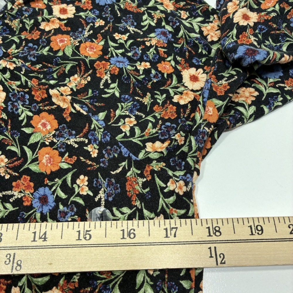 AE American Eagle Women Top Tie-Front Floral Blouse Sz Medium Soft Lounge Casual - Picture 9 of 11